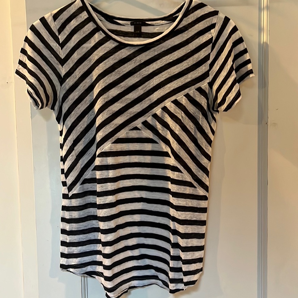 J. Crew Navy and White T-shirt